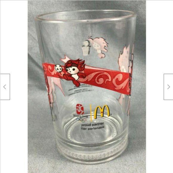 2008 McDonalds Beijing Olympics Red HuanHuan Cycling 16 oz Glass Collectable - Picture 7 of 9